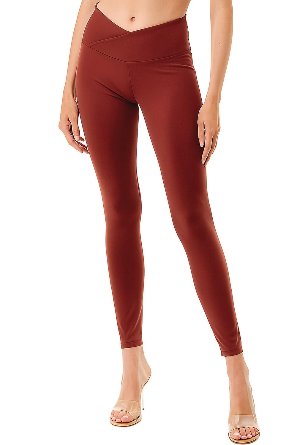 Crossover V-Waist Yoga Leggings: High-Waist Skinny Active Pants - MH34