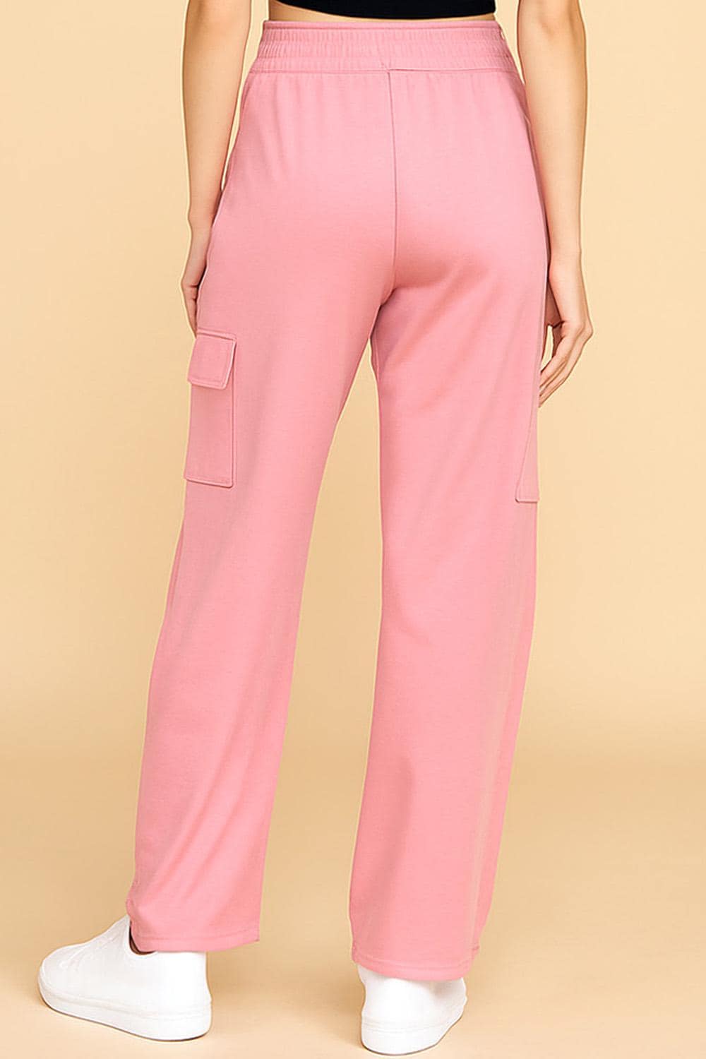 Wide Leg Scuba Knit Cargo Sweatpants: Relaxed Fit Lounge Streetwear - TS113