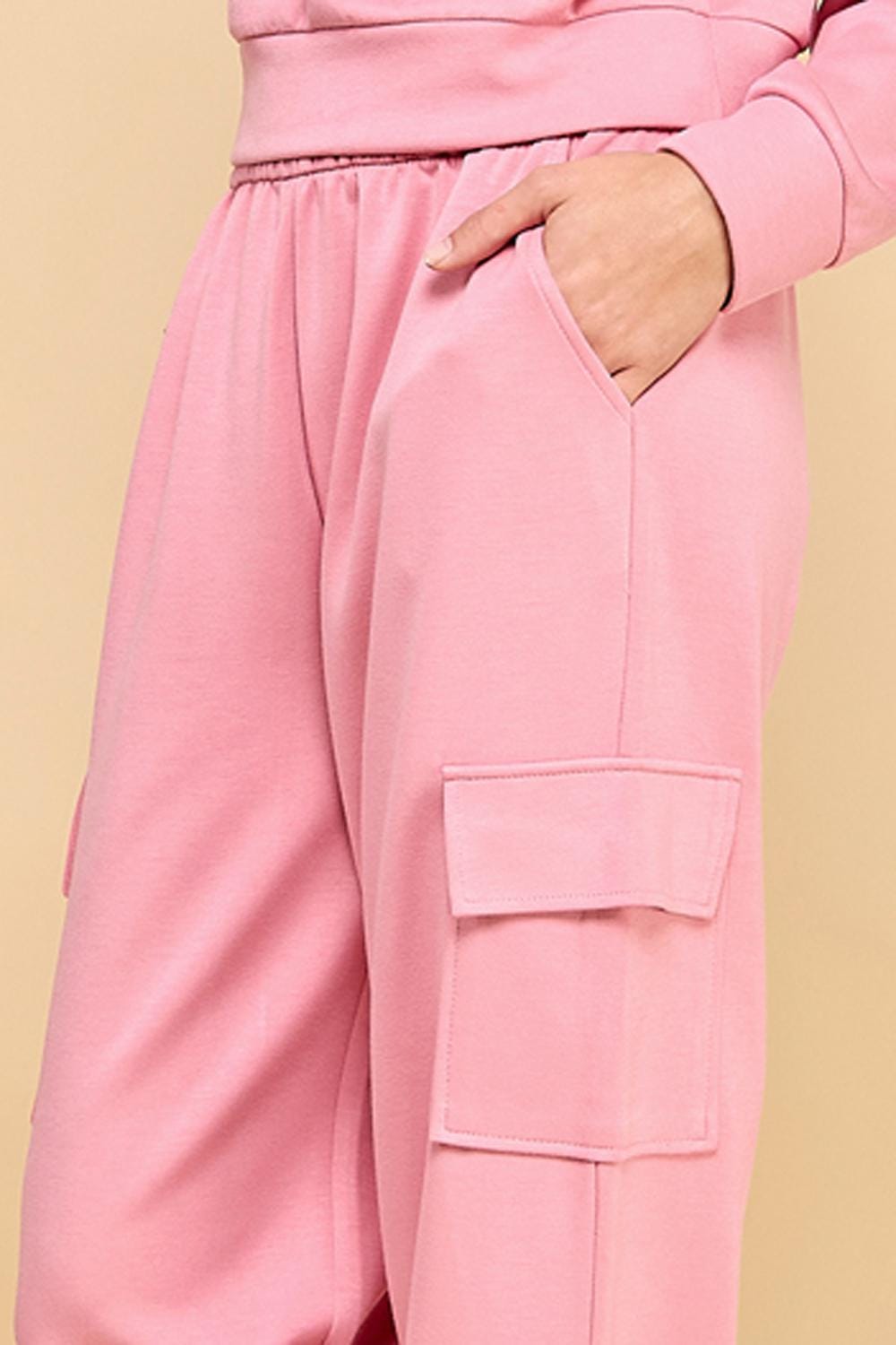 Wide Leg Scuba Knit Cargo Sweatpants: Relaxed Fit Lounge Streetwear - TS113