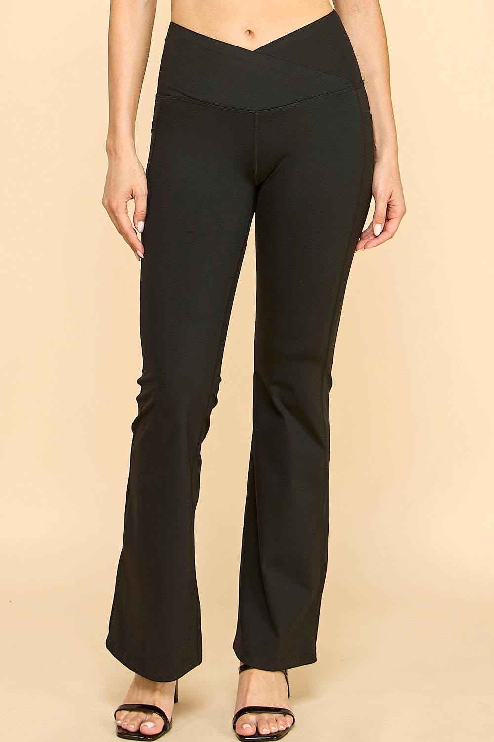 Flare Yoga Pants with Pockets: High Waist Black Workout Leggings