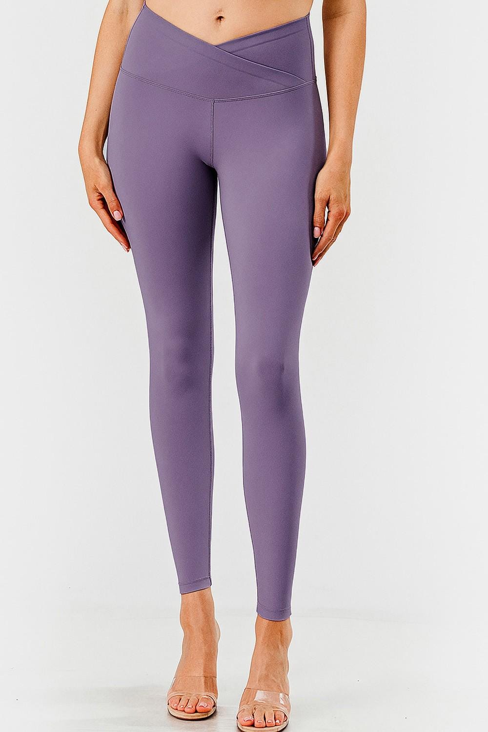 Crossover V-Waist Yoga Leggings: High-Waist Skinny Active Pants - MH34