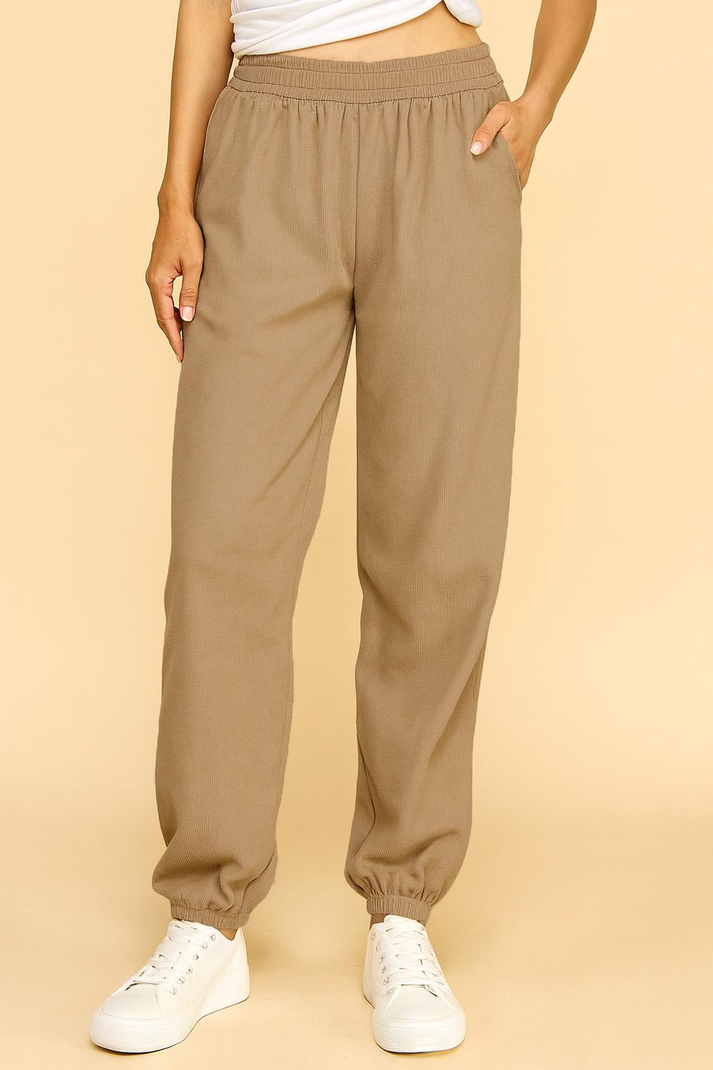 Corduroy Joggers: Fur Lined High Waist Lounge Pants - DG1614
