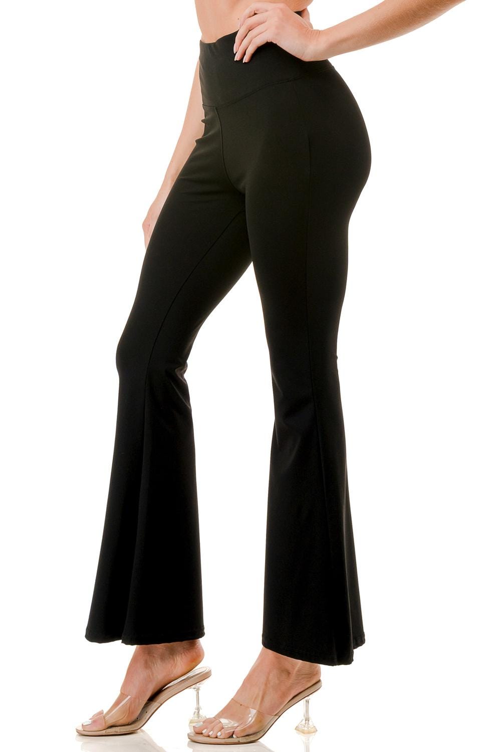 Flare Bootcut Yoga Pants: High-Rise Stretch Leggings with Pocket - MH33