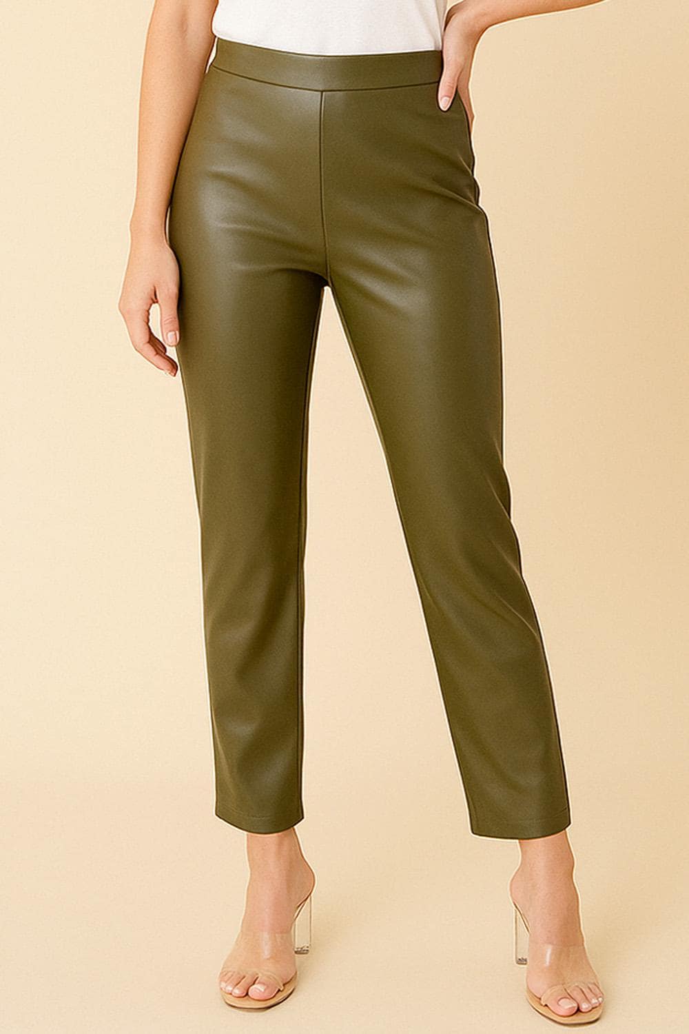 Vegan Leather Butt Lift Leggings: High Waist Shaping Pants - IX116