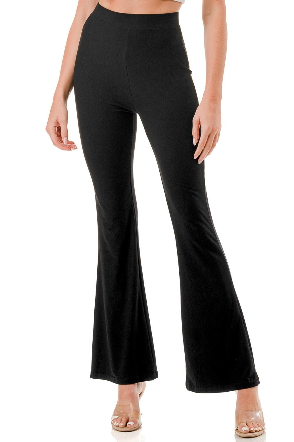 Buttery Soft Wide Leg Pants: Peachskin High Rise Trousers -ZQXM