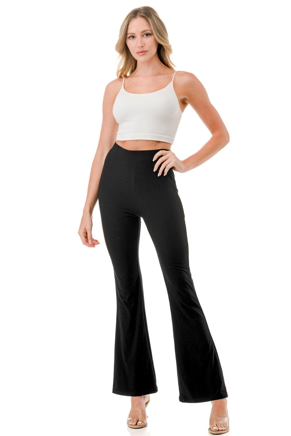 Buttery Soft Wide Leg Pants: Peachskin High Rise Trousers -ZQXM