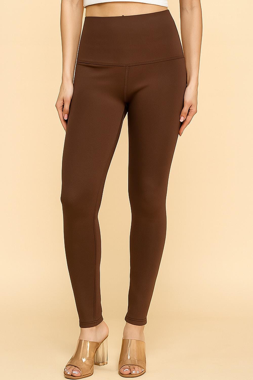 Fleece Lined High Waist Leggings – Thermal Compression Yoga Pants | Squat Proof Winter Activewear - CMM12