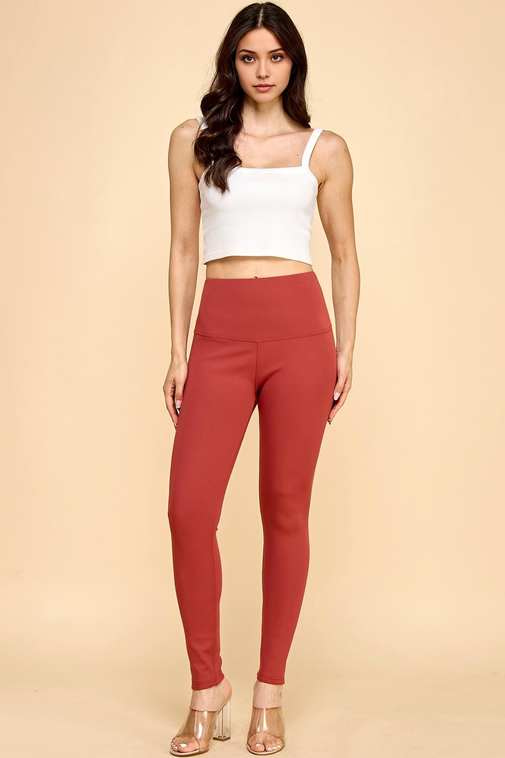 Fleece Lined High Waist Leggings – Thermal Compression Yoga Pants | Squat Proof Winter Activewear - CMM12