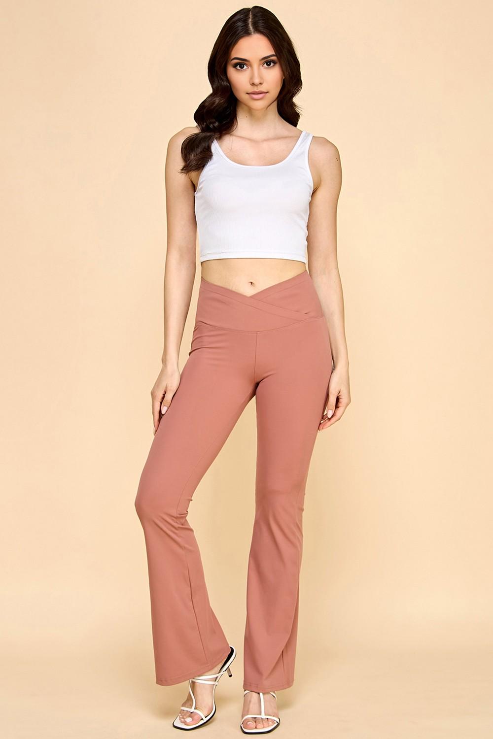 Plus Size Flare Yoga Pants: High-Rise V-Waist Activewear Leggings - MH35X