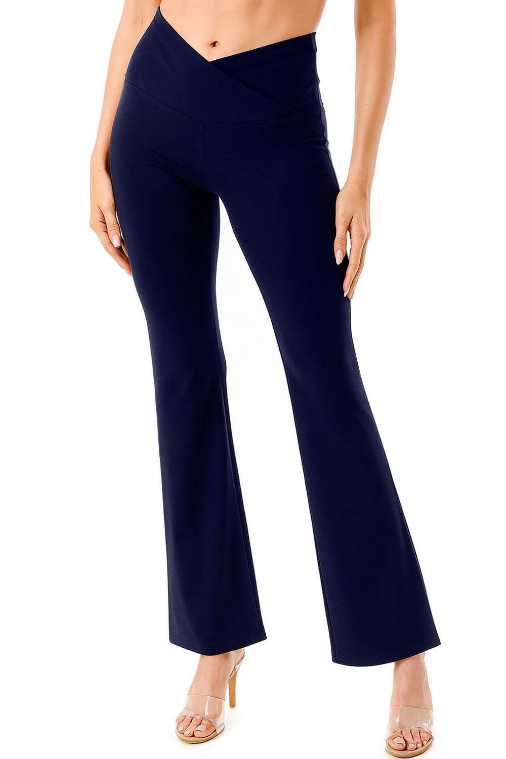 Plus Size Flare Yoga Pants: High-Rise V-Waist Activewear Leggings - MH35X