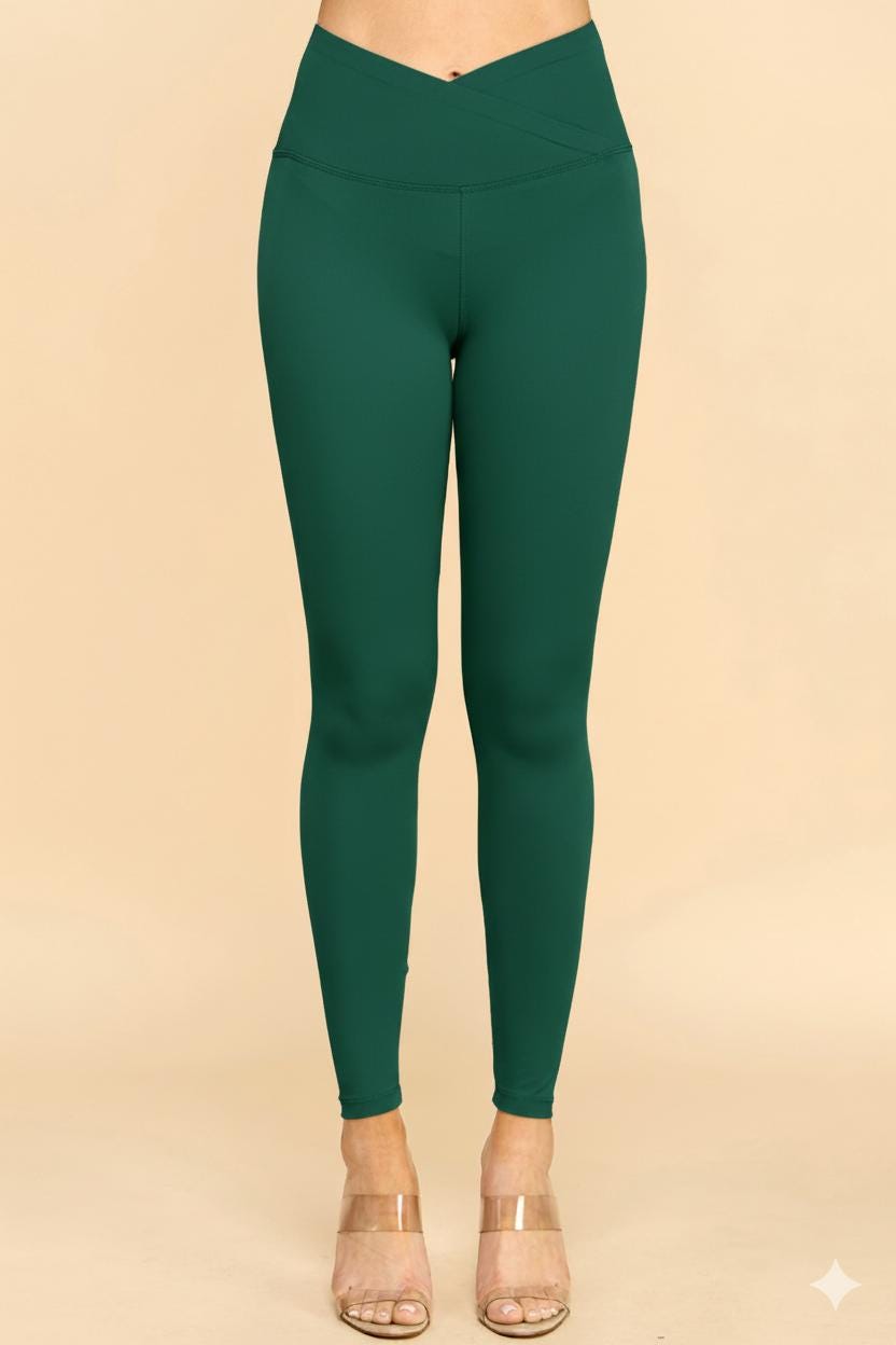 Crossover V-Waist Yoga Leggings: High-Rise Butt Lift Activewear - MH34