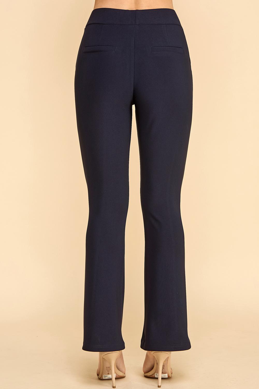 Butt Lift Bell Bottom Pants with Pockets: High Waist Flare Stretch Scuba Trousers - TDVQ29C
