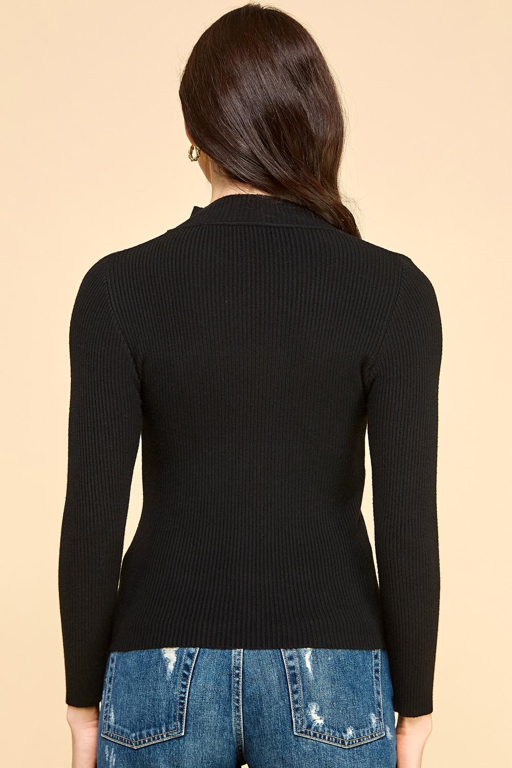 Women’s Mock Neck Sweater | Classic Knit Long Sleeve Pullover Top - DNO13