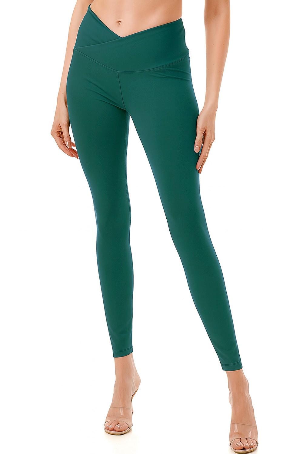Crossover V-Waist Yoga Leggings: High-Waist Skinny Active Pants - MH34