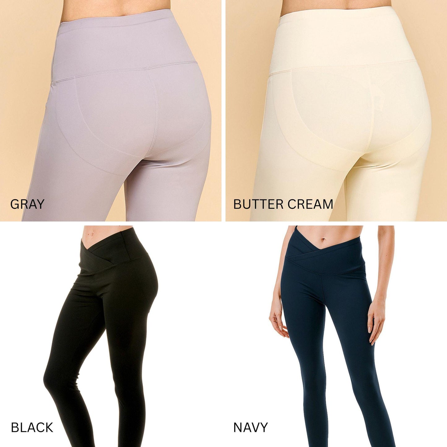 Crossover V-Waist Yoga Leggings: High-Waist Skinny Active Pants - MH34