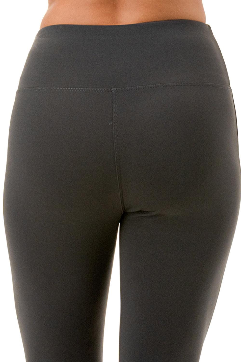 Flare Yoga Pants: High Waist Bell Bottom Leggings with Hidden Pocket - Charcoal - MH38