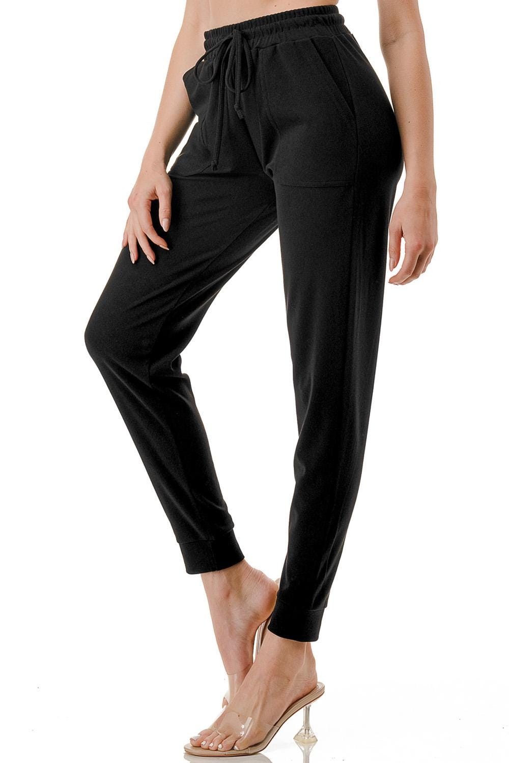 French Terry Joggers: High Waist Lounge Pants with Pockets (S-3X) - 3UC14