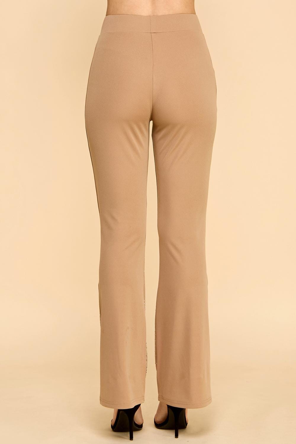 Rhinestone Flare Pants | High Waist Bell Bottom Yoga Pants | Sparkly Festival & Party Trousers – Z1537CT