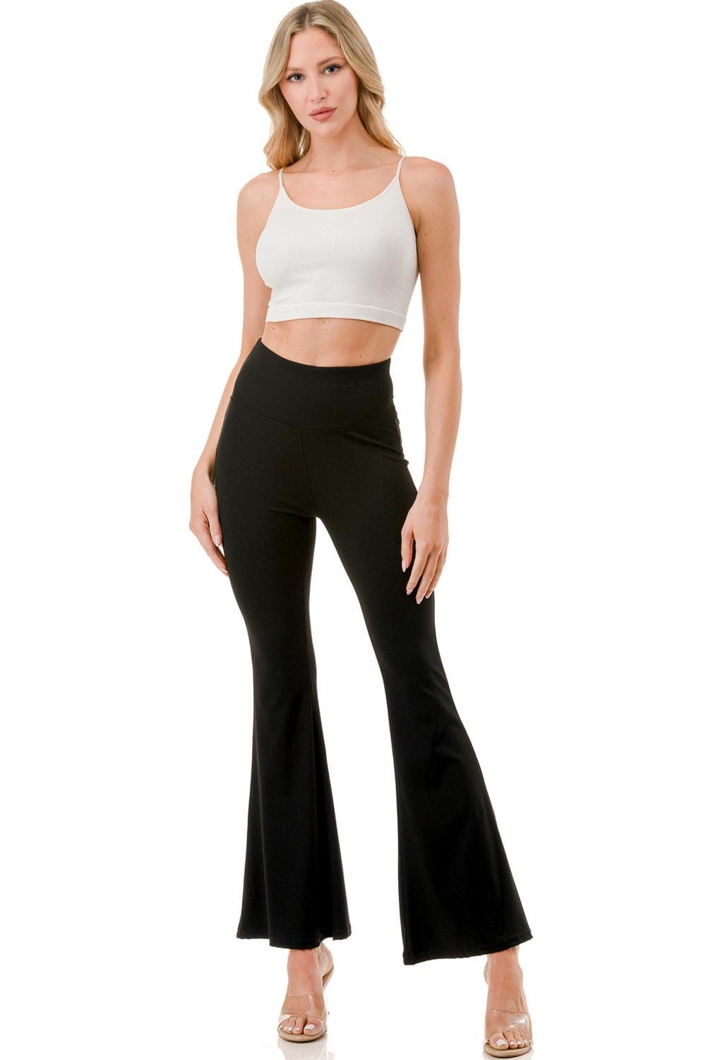 Flare Bootcut Yoga Pants: High-Rise Stretch Leggings with Pocket - MH33