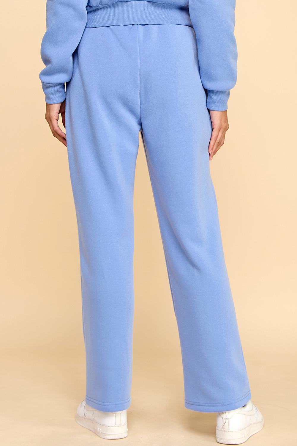 French Terry Fleece Sweatpants – Wide Elastic Waist Straight Leg Pants with Pockets | Cozy Lounge Joggers – QG71