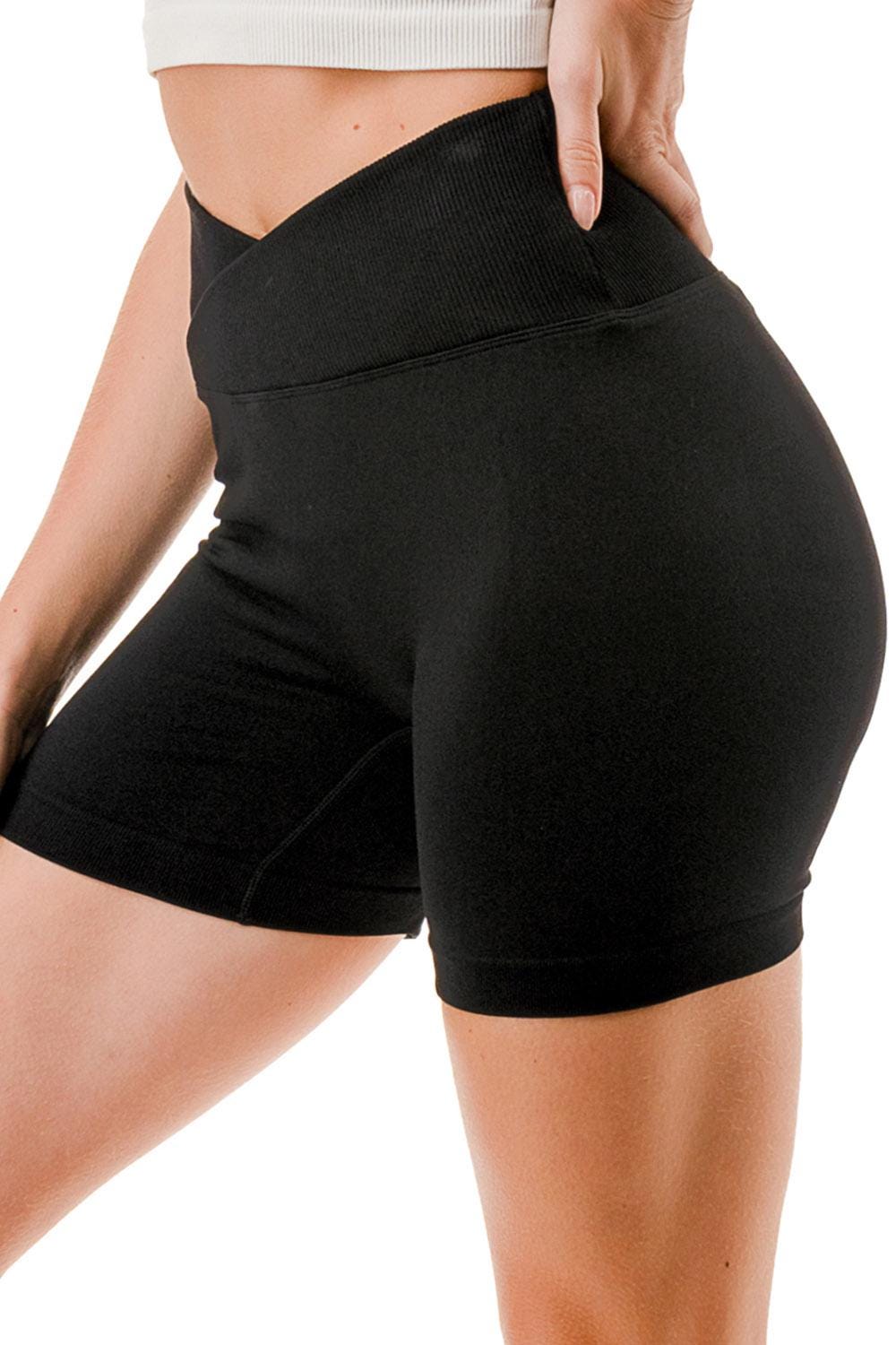 V-Waist Booty Scrunch Shorts – Ribbed High Waist Biker Shorts | Push Up Workout & Lounge Shorts - MFH26