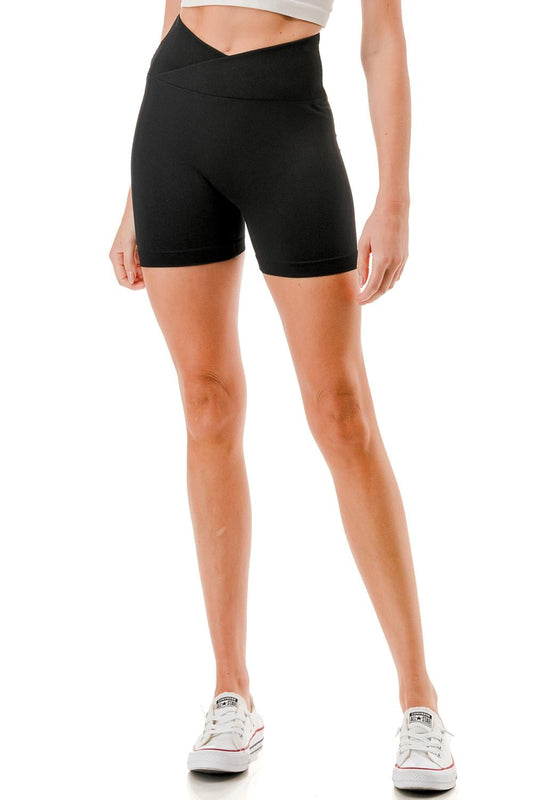 V-Waist Booty Scrunch Shorts – Ribbed High Waist Biker Shorts | Push Up Workout & Lounge Shorts - MFH26