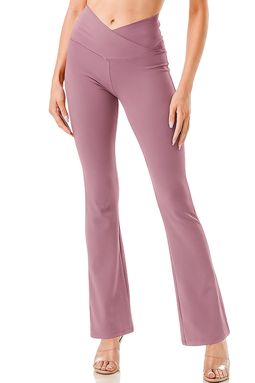 Plus Size Flare Yoga Pants: High-Rise V-Waist Activewear Leggings - MH35X