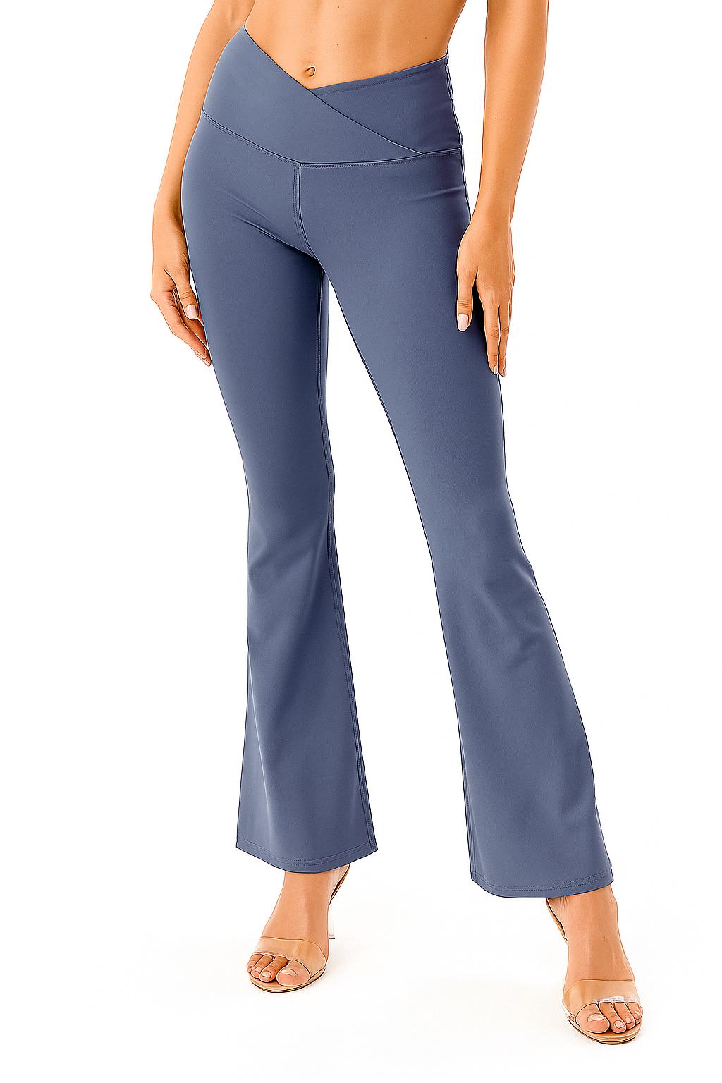 Crossover V-Waist Flare Leggings: Butt Lift High-Rise Activewear - MH35