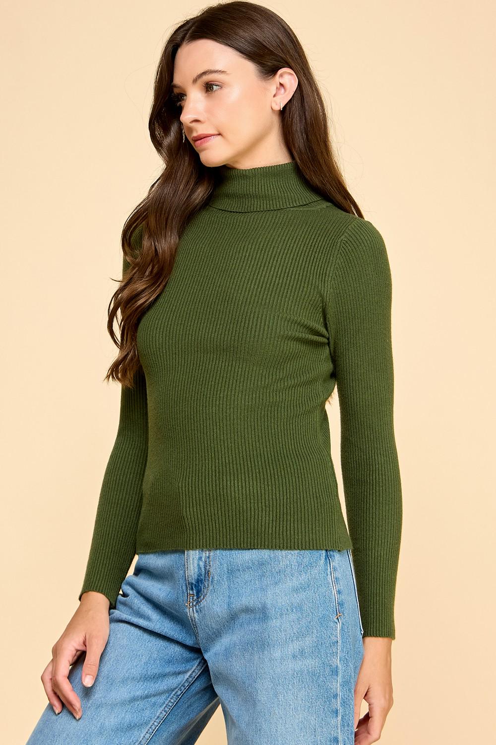 Women’s Turtleneck Sweater | Classic Knit Long Sleeve Pullover Top - DUO14