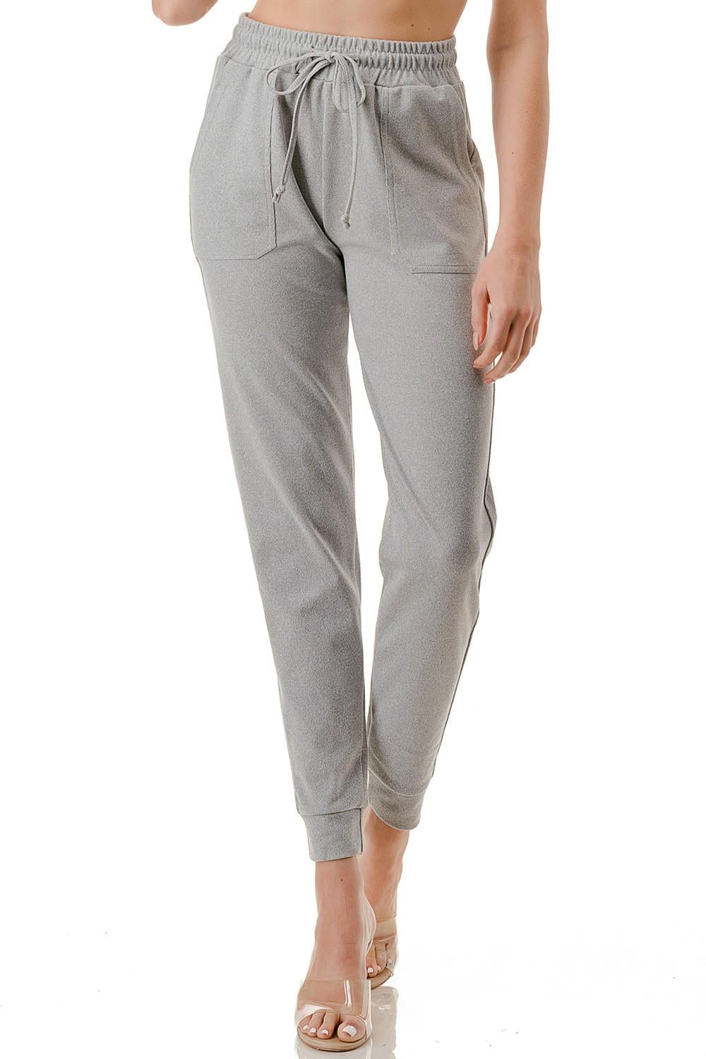 Plus Size Joggers with Pockets | Women’s French Terry Drawstring Sweatpants - 3UC14-PLUS