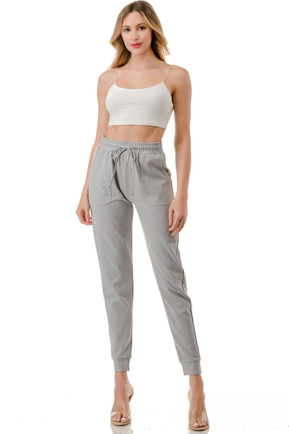 Plus Size Joggers with Pockets | Women’s French Terry Drawstring Sweatpants - 3UC14-PLUS