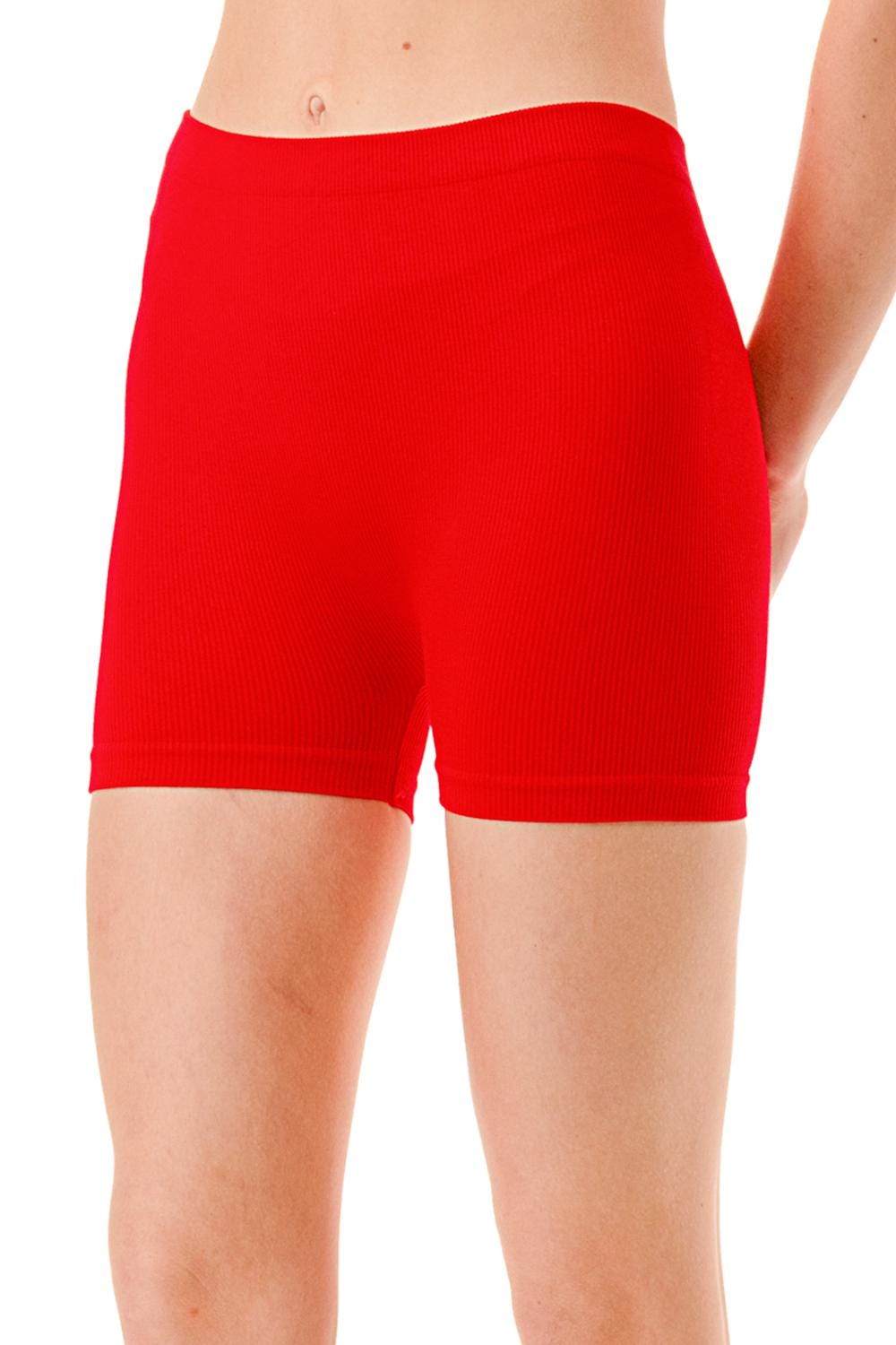High Waist Ribbed Bike Shorts: Seamless Stretch Nylon Spandex - S22
