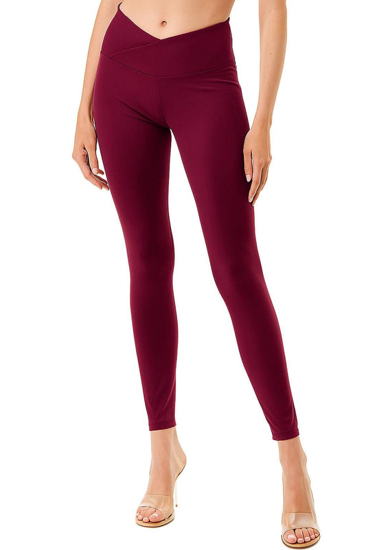 Crossover V-Waist Yoga Leggings: High-Waist Skinny Active Pants - MH34