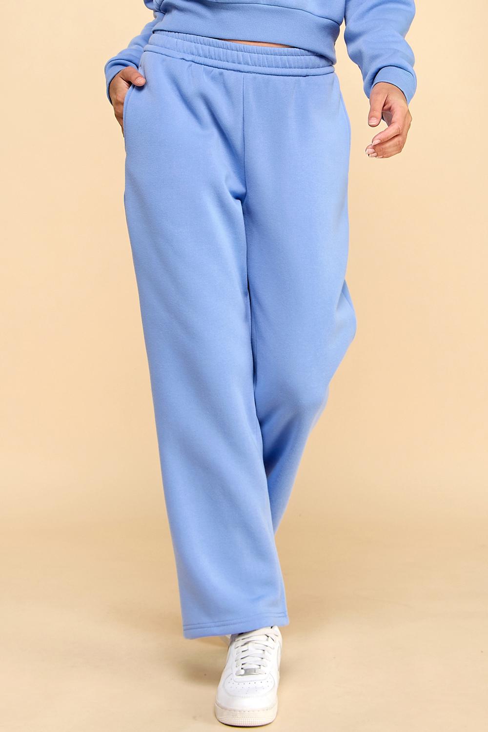 Fleece Sweatpants – French Terry Wide Elastic Waist Straight Leg Pants with Pockets | Cozy Lounge Joggers