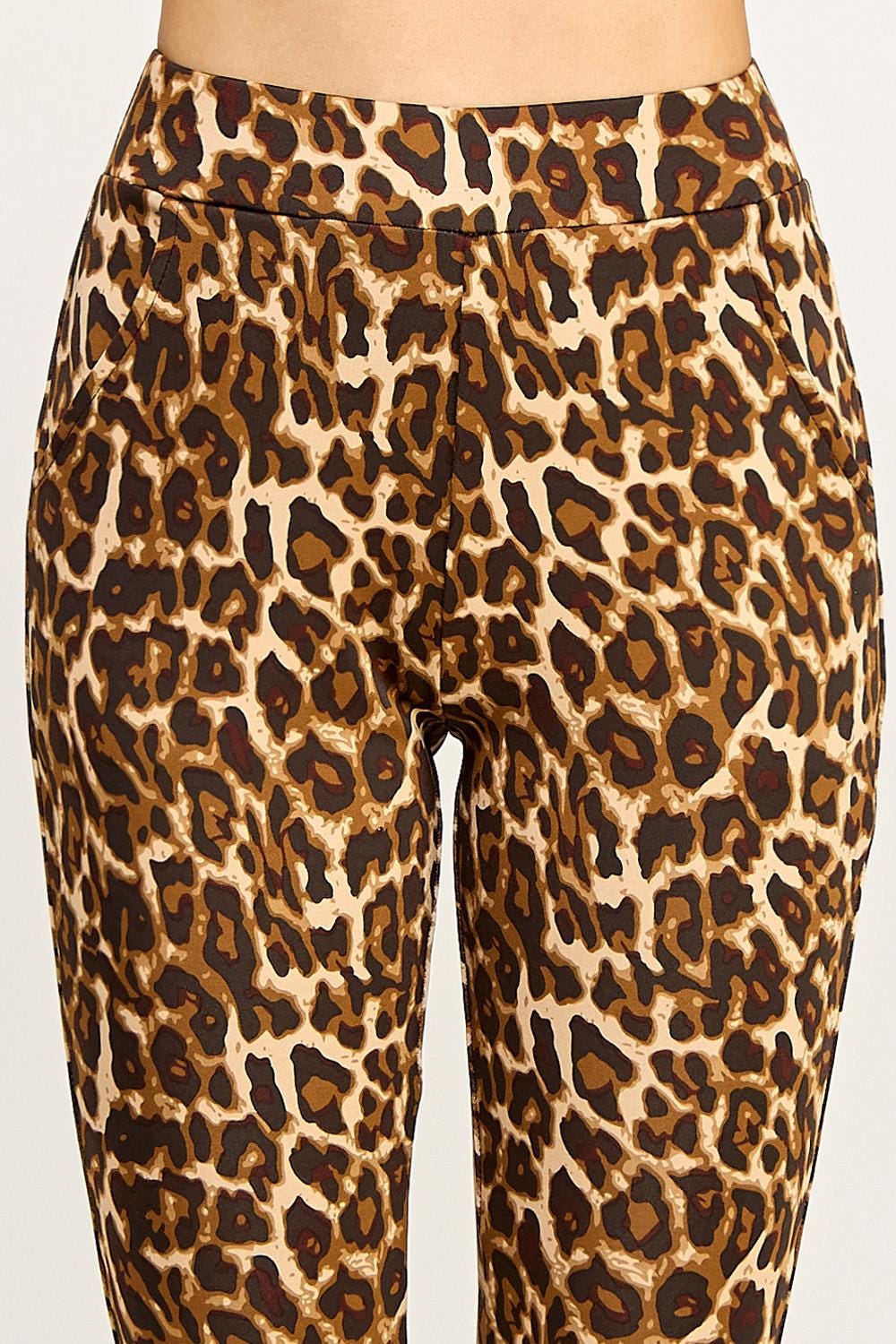 Leopard Print Flare Pants – Stretch Scuba Bell Bottom Trousers | Statement Animal Print for Women – TDV29C-U