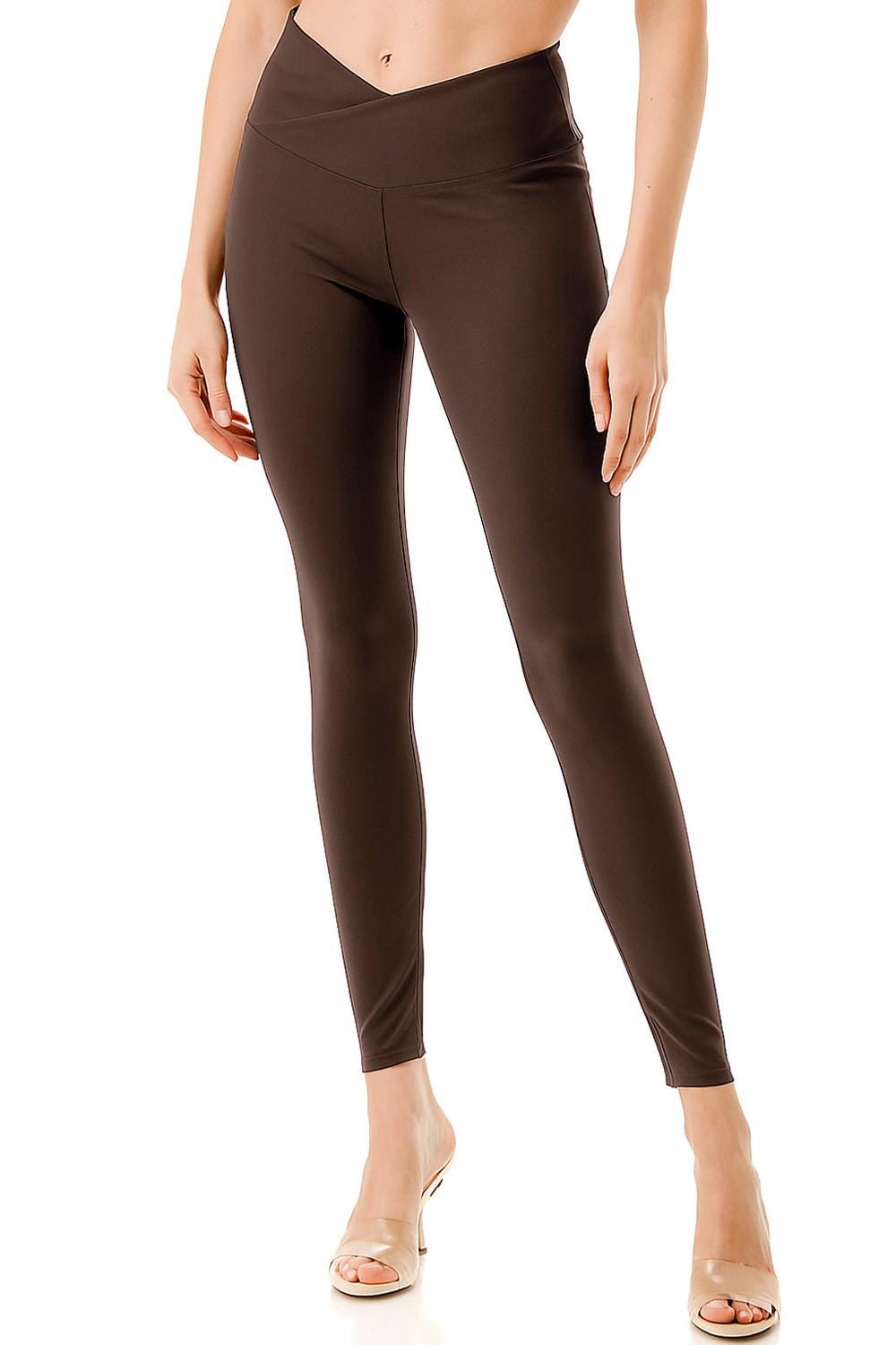 Crossover V-Waist Yoga Leggings: High-Rise Butt Lift Activewear - MH34