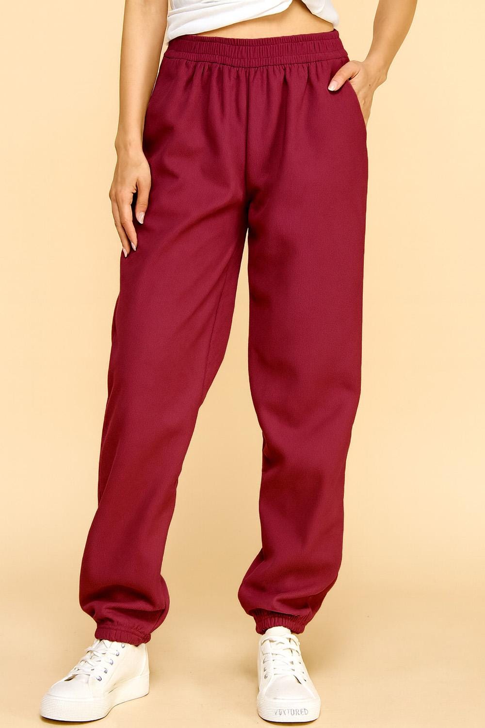 Corduroy Joggers: Fur Lined High Waist Lounge Pants - DG1614