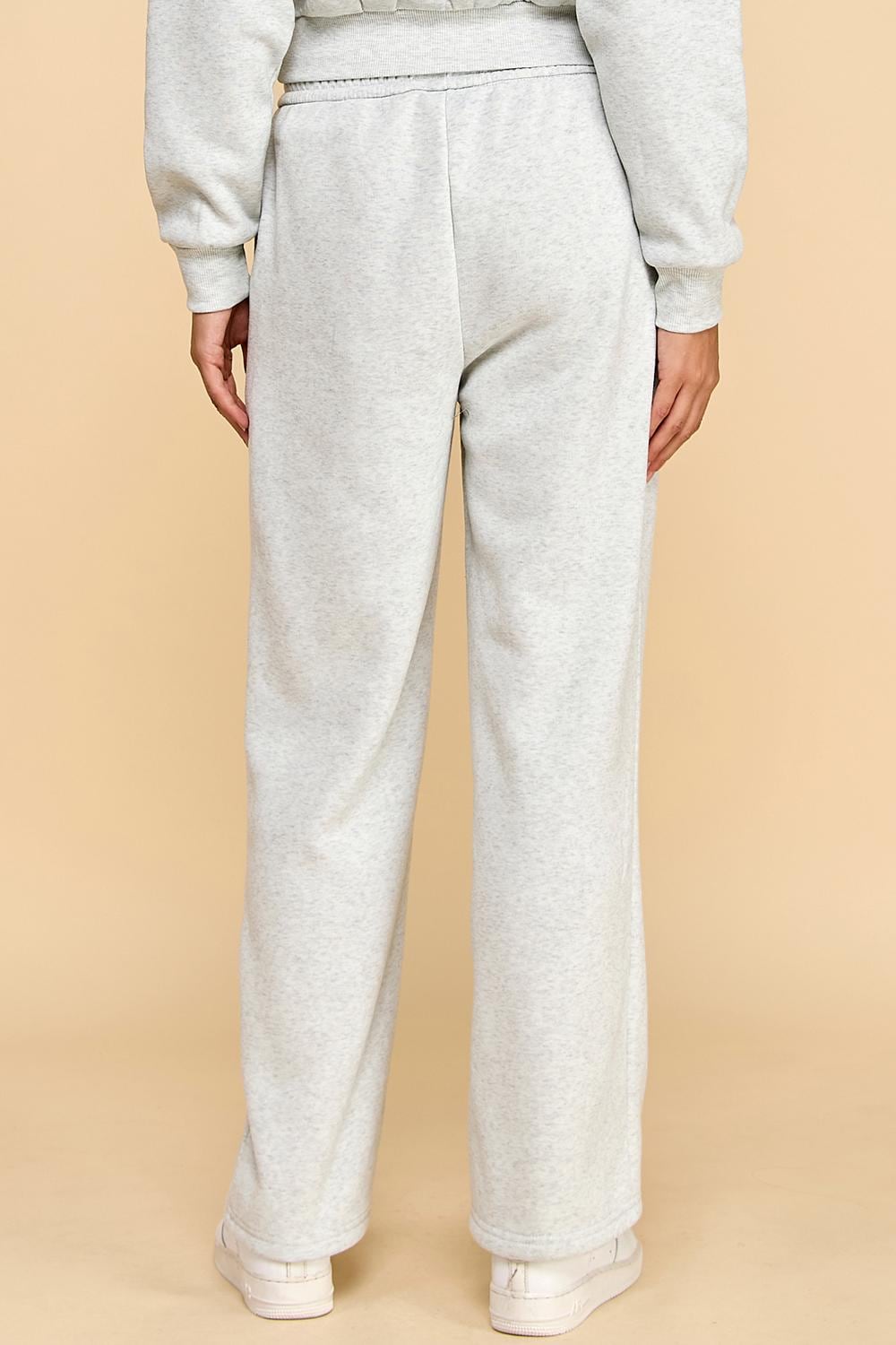 Fleece Sweatpants – French Terry Wide Elastic Waist Straight Leg Pants with Pockets | Cozy Lounge Joggers