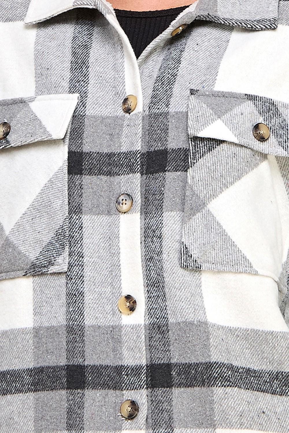 Oversized Plaid Shacket Jacket with Fur Lining – Cozy Flannel Winter Shirt Coat for Women | Warm Casual Checkered Outerwear