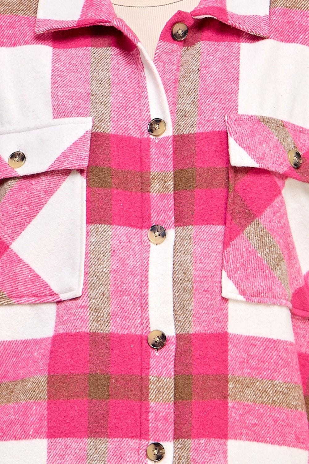 Oversized Plaid Shacket Jacket with Fur Lining – Cozy Flannel Winter Shirt Coat for Women | Warm Casual Checkered Outerwear