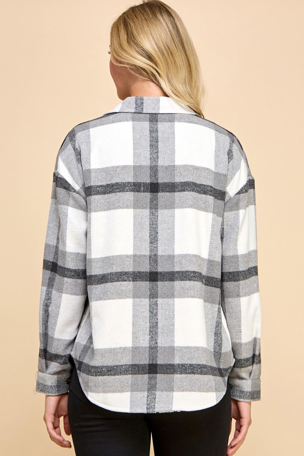 Oversized Plaid Shacket Jacket with Fur Lining – Cozy Flannel Winter Shirt Coat for Women | Warm Casual Checkered Outerwear