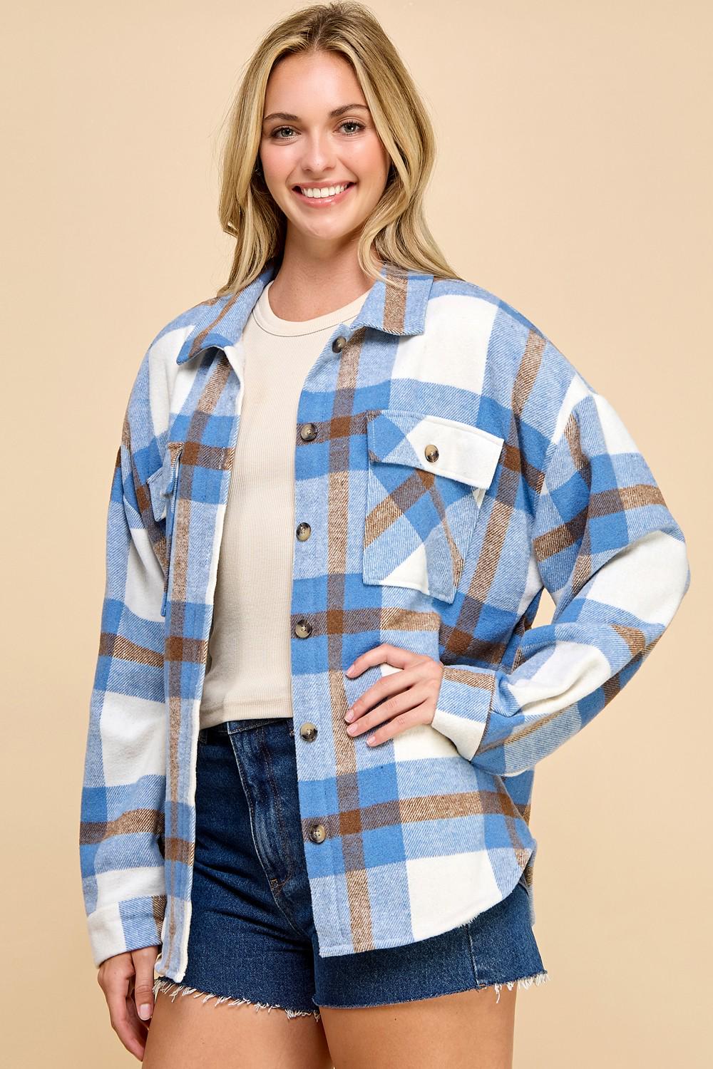 Oversized Plaid Shacket Jacket with Fur Lining – Cozy Flannel Winter Shirt Coat for Women | Warm Casual Checkered Outerwear