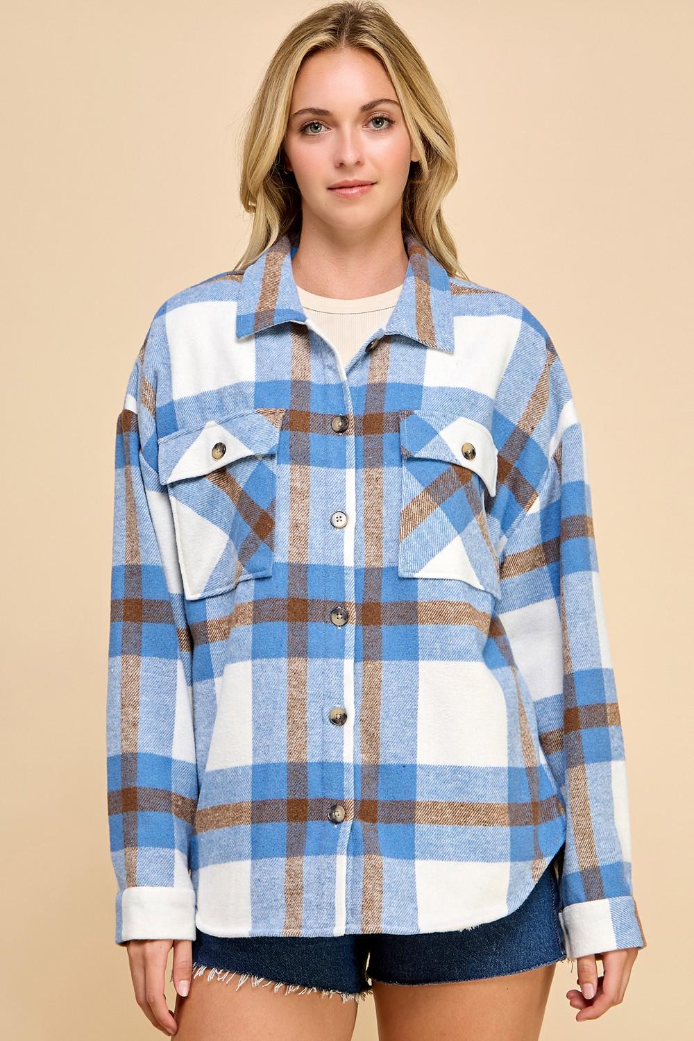 Oversized Plaid Shacket Jacket with Fur Lining – Cozy Flannel Winter Shirt Coat for Women | Warm Casual Checkered Outerwear