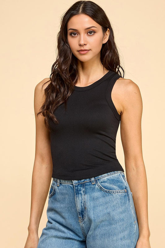 Seamless Ribbed Crewneck Tank Top – Classic Fitted Essential